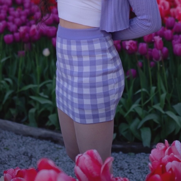 purple plaid mini skirt size S - Picture 2 of 3